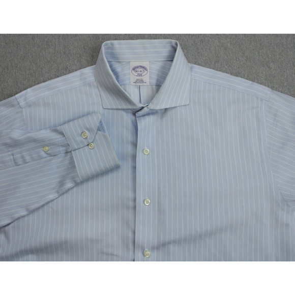 Brooks Brothers Shirt Mens 16.5 - 36/ 37 Stripped Slim Fit Non Iron 100% Cotton - Picture 1 of 6